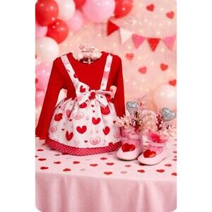 Love & Hearts Centerpiece Dress For Baby Shower, Little Girls Birthday